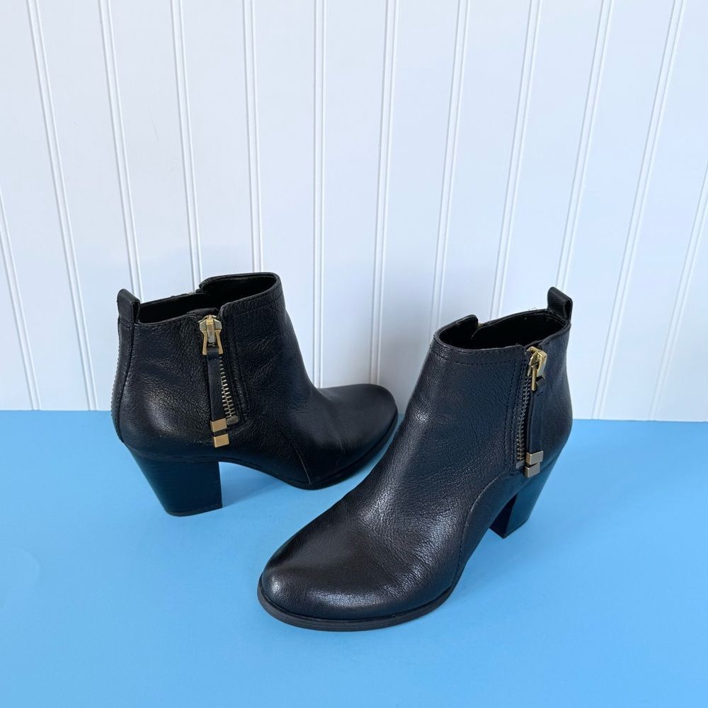 Franco Sarto Diana Dual Side Zip Leather Ankle Booties Size 7M - Picture 16 of 17